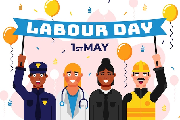 Flat labour day illustration