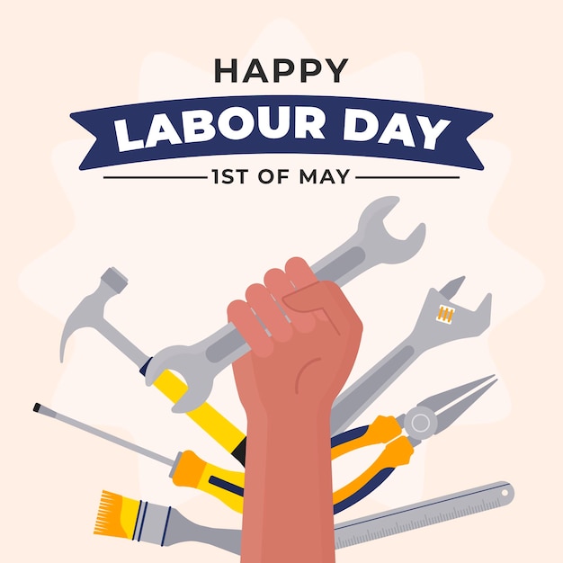 Flat labour day illustration