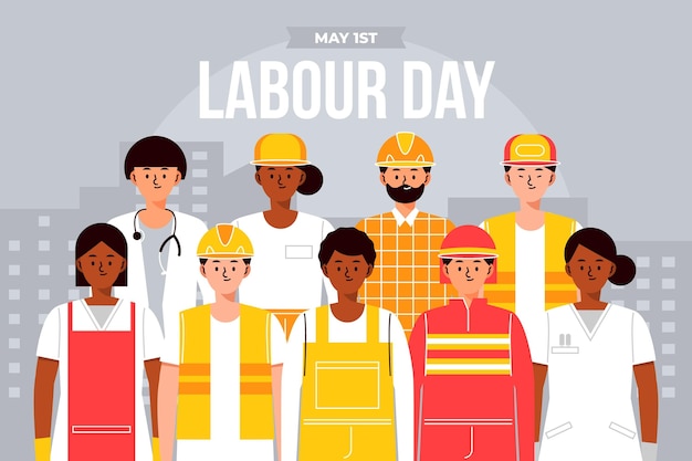 Vector flat labour day illustration