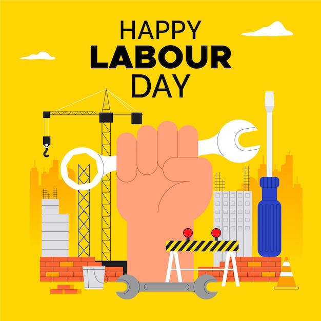 Flat labour day illustration