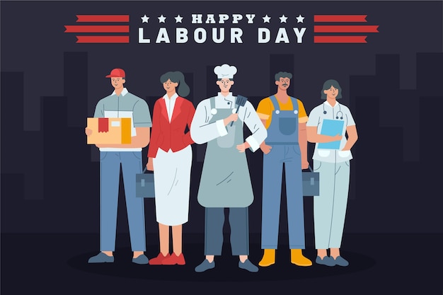 Vector flat labour day illustration