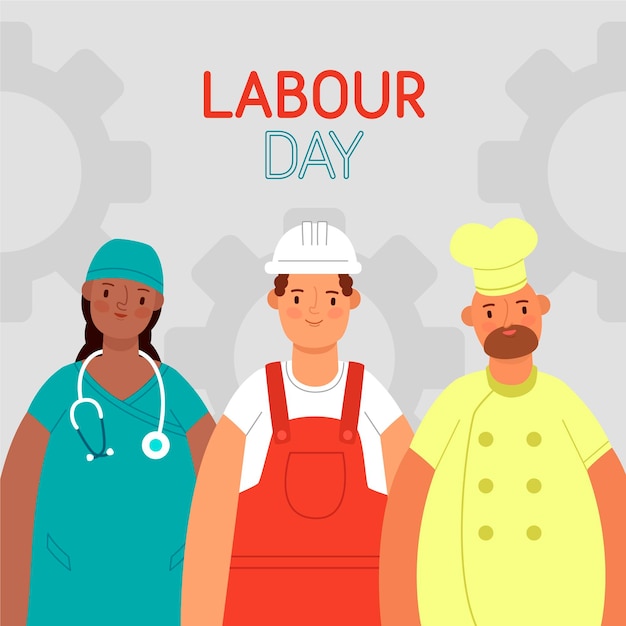 Vector flat labour day illustration