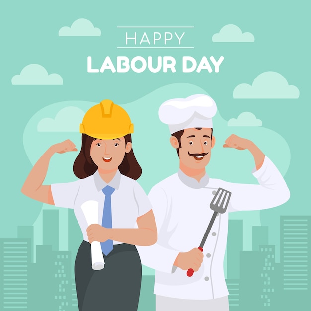 Flat labour day illustration