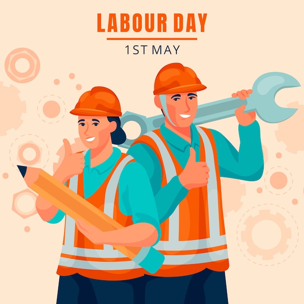 Vector flat labour day illustration