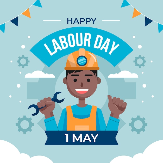 flat labour day illustration