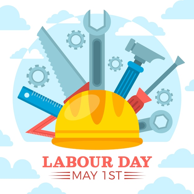 Flat labour day illustration