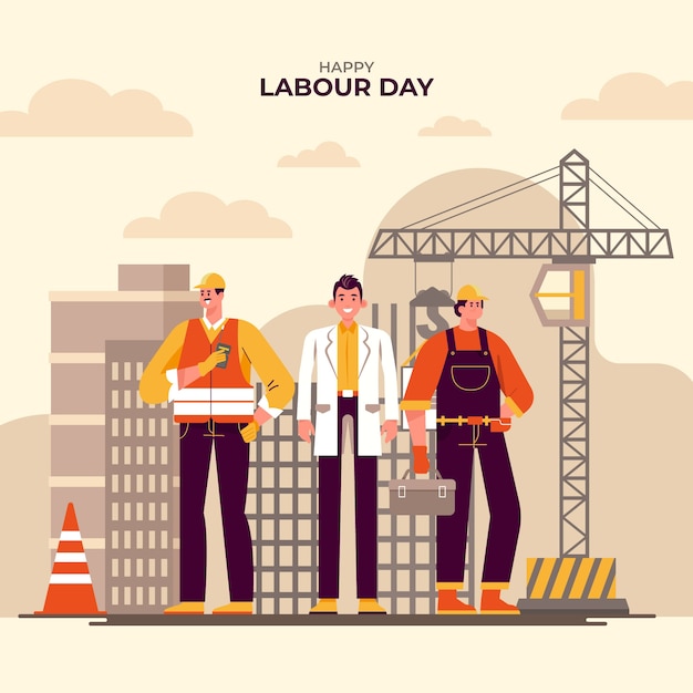 Flat labour day illustration