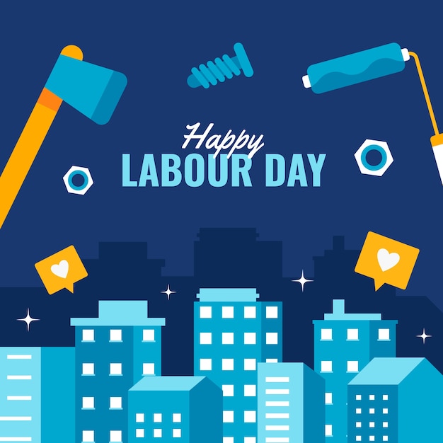 Flat labour day illustration