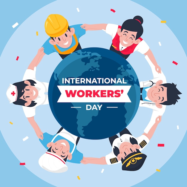 Vector flat labour day illustration