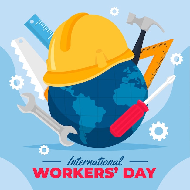 Vector flat labour day illustration