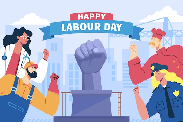 Vector flat labour day illustration