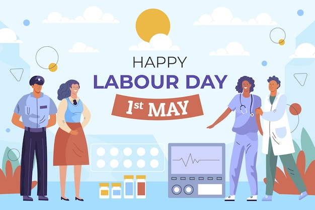 Vector flat labour day illustration