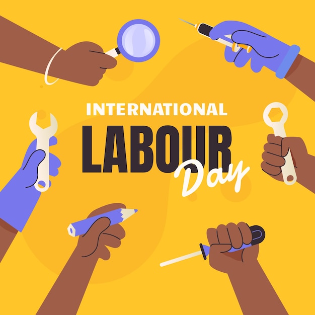 Flat labour day illustration