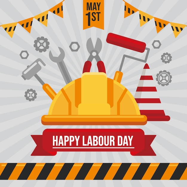 Vector flat labour day illustration