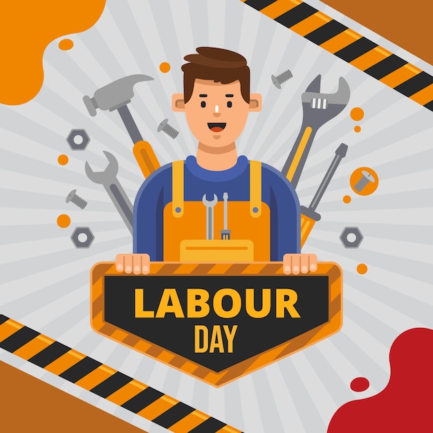 Vector flat labour day illustration