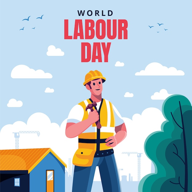 Vector flat labour day illustration