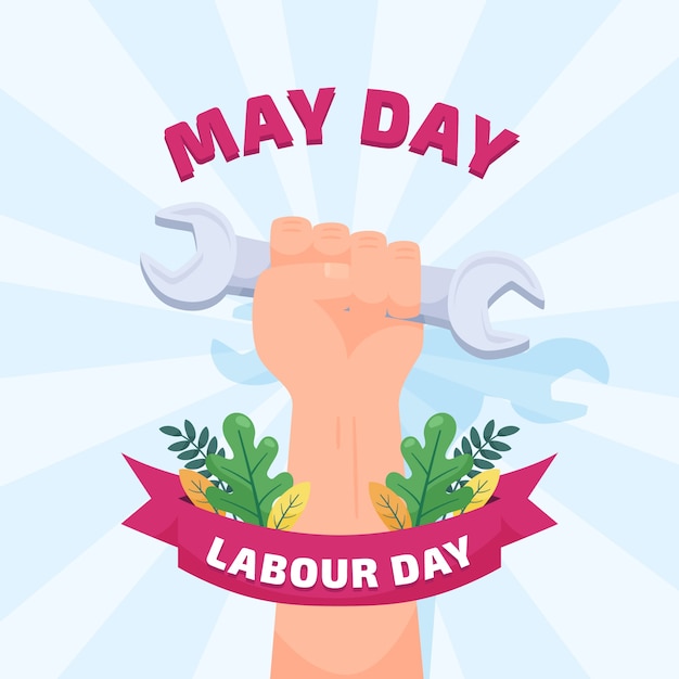 Vector flat labour day illustration