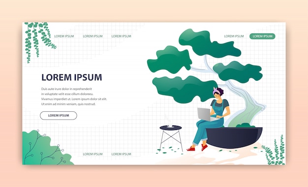 Flat landing page advertising modern greenhouses