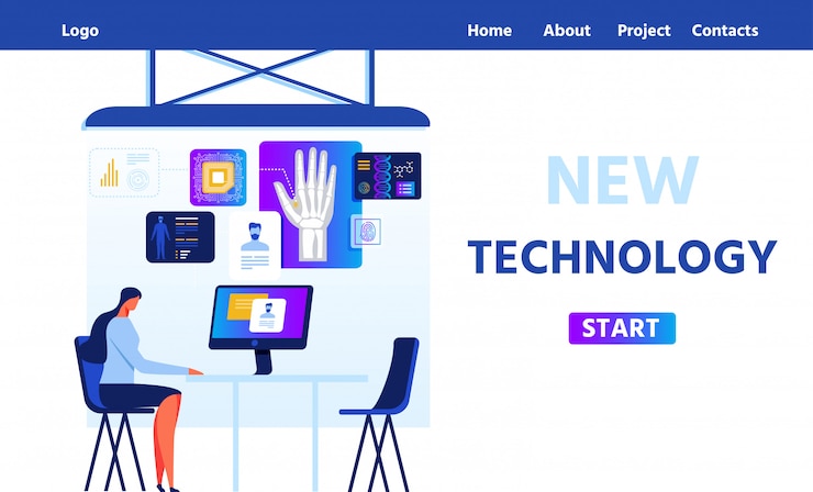 Vector flat landing page proposing new rfid technology