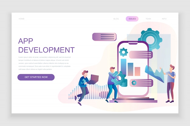 Flat landing page template of App Development