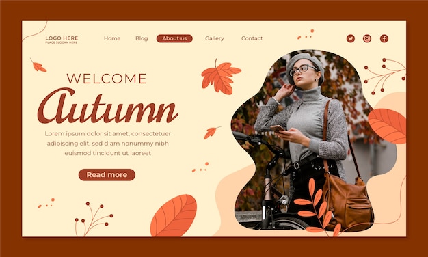 Vector flat landing page template for autumn celebration