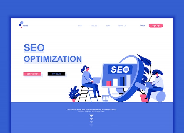 Flat landing page template of Seo Analysis