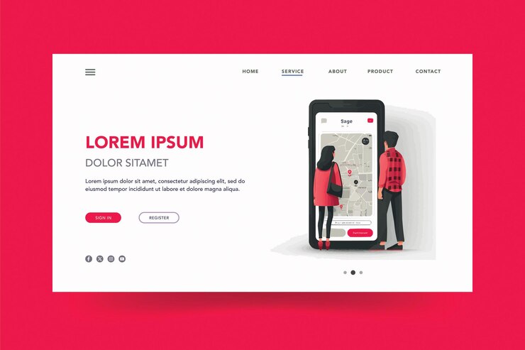 Vector flat landing page template