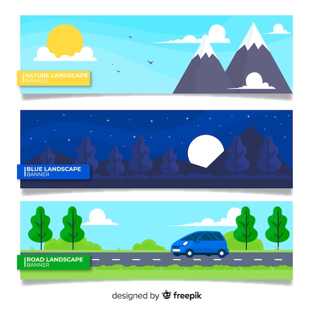 Vector flat landscape banner