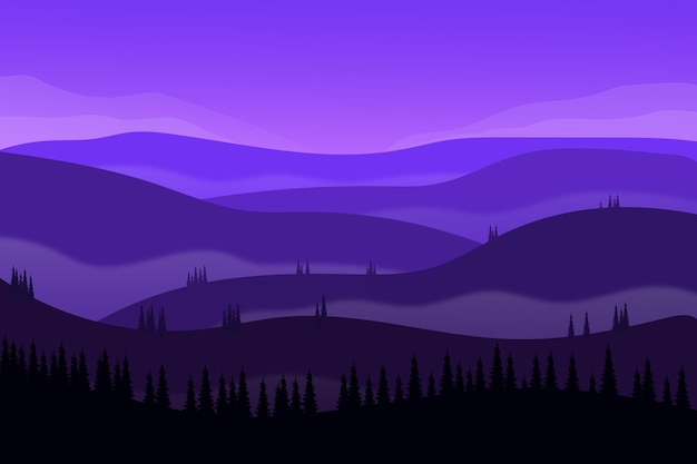 Vector flat landscape beautiful nature mountain