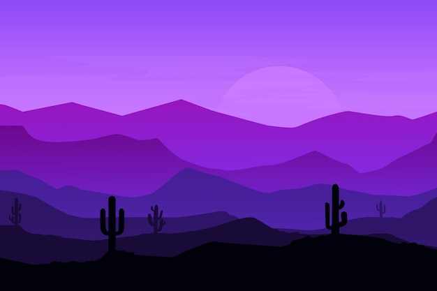 Flat landscape natural cactus mountains a beautiful atmosphere