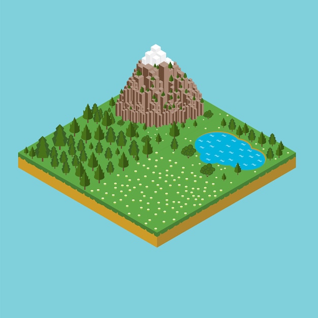 Vector flat landscape with a picture of the nature