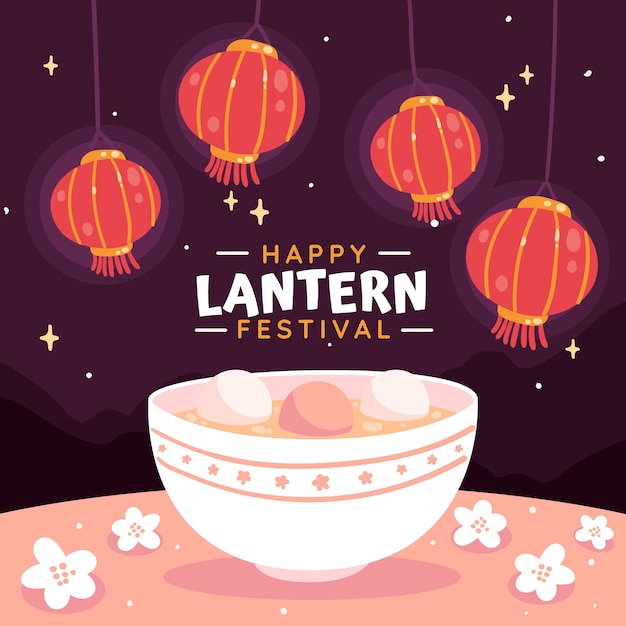 Vector flat lantern festival illustration