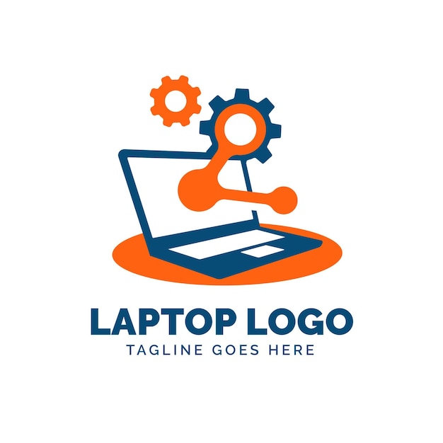 Вектор Плоский шаблон логотипа ноутбука