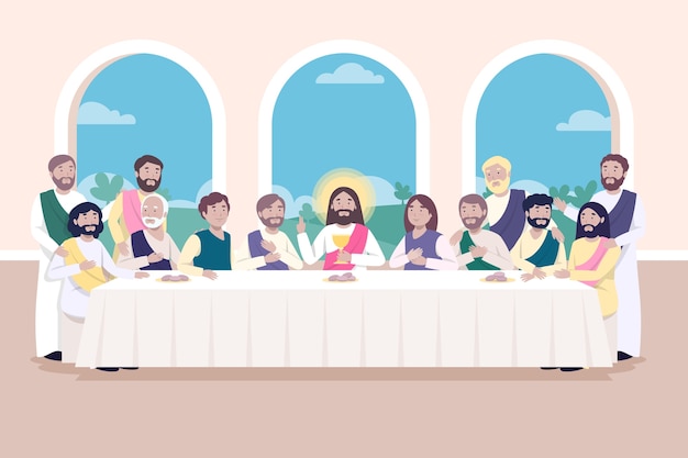 flat last supper illustration for easter celebration