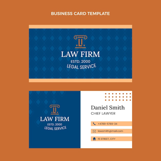 Flat law firm horizontal business card template