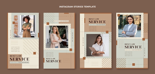 Vector flat law firm instagram stories collection