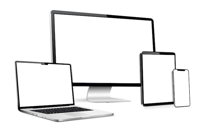 平らなレイアウトの詳細で現実的なデバイスのモックアップ