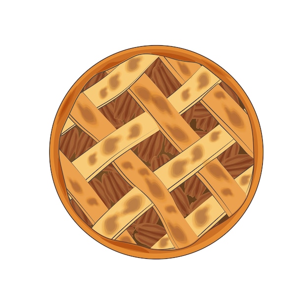 Flat lay pecan pie vector illustration logo