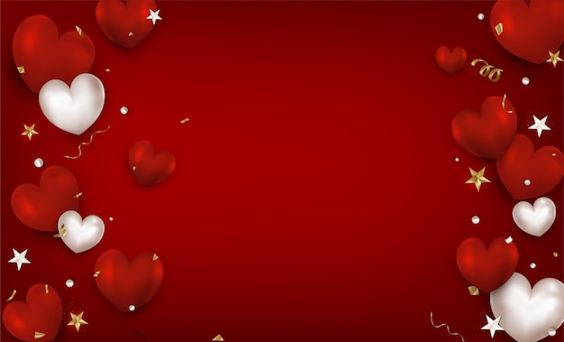 San valentino piatto sfondo rosso con cuore di aria