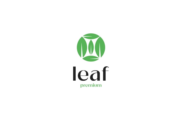 Flat leaf circle logo design vector illustration idea