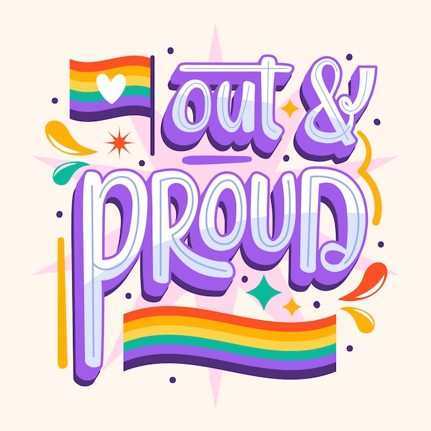 Flat lettering for pride month celebrations