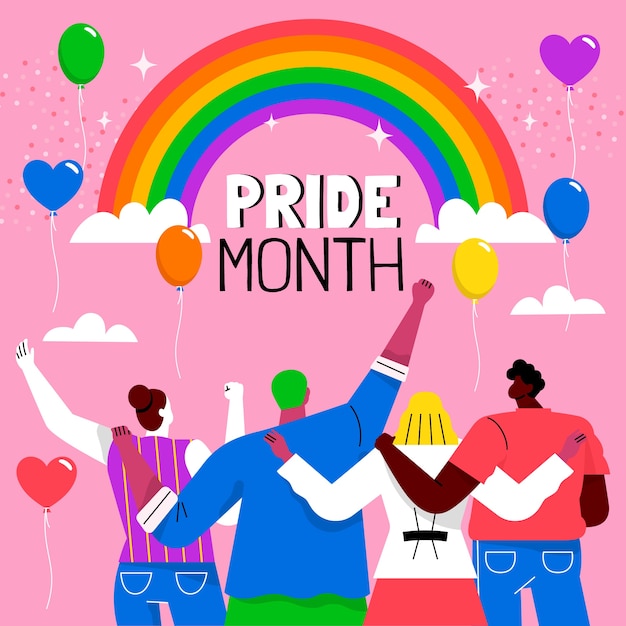 Vector flat lgbt pride month illustration