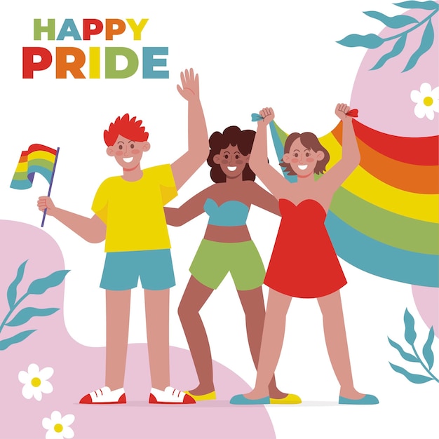 Flat lgbt pride month illustration