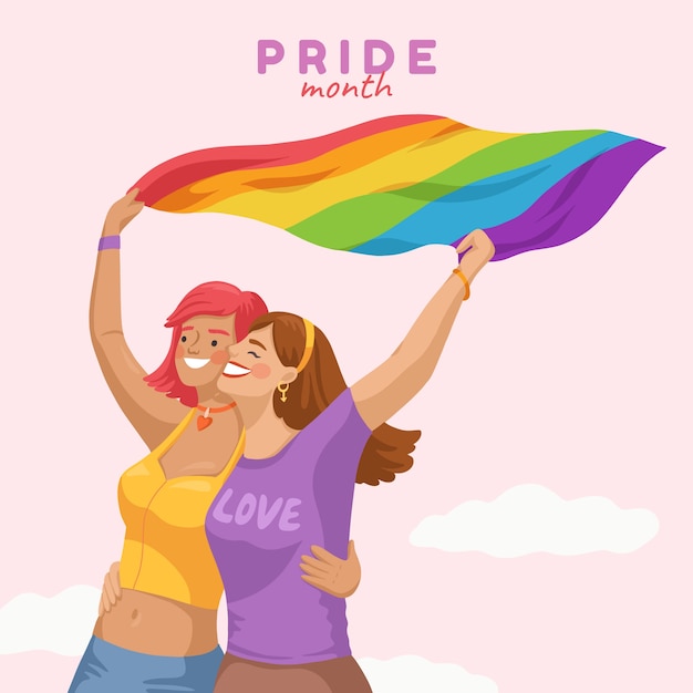 Flat lgbt pride month illustration