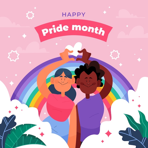 Vector flat lgbt pride month illustration