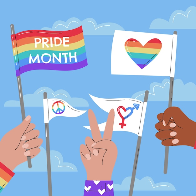 Vector flat lgbt pride month illustration