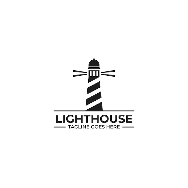 フラット灯台ロゴ デザイン ベクトル イラスト アイデア
