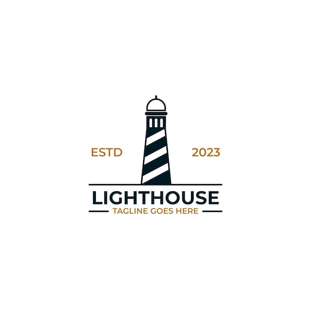 Flat lighthouse logo design vector illustration idea