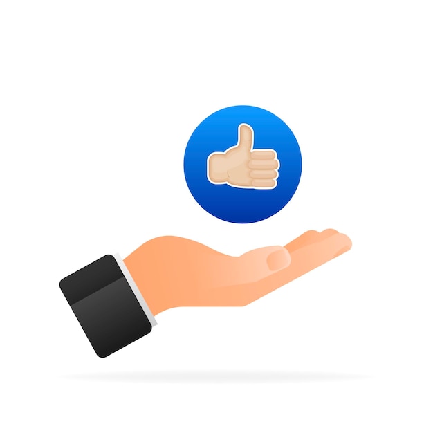 Flat like comment for web background design Social media like icon with hand Comment