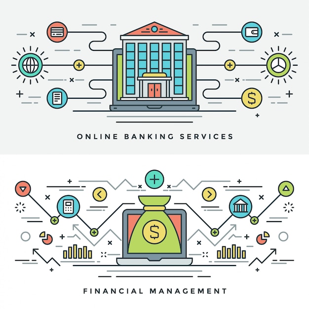 Flat line Banking and Financial Management Concept illustration